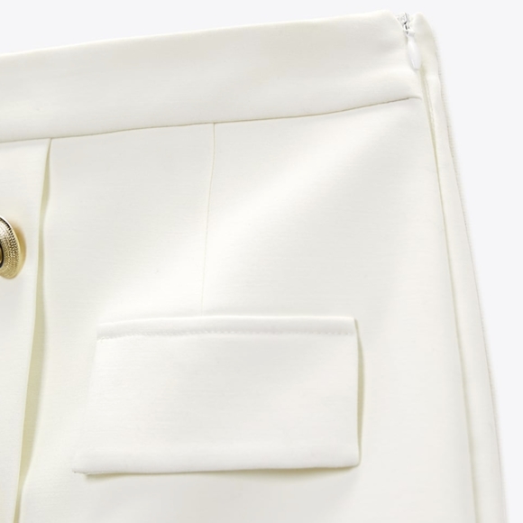 Gold Button Skort Zara White S - Picture 8 of 16